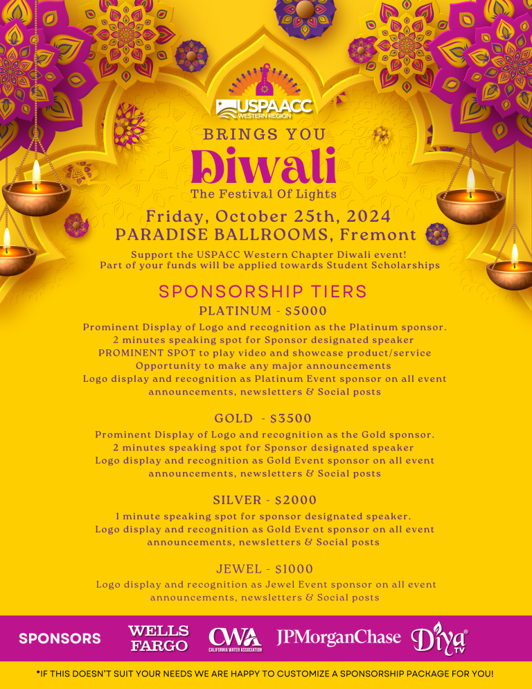 USPAACC Diwali Sponsorship October 2024